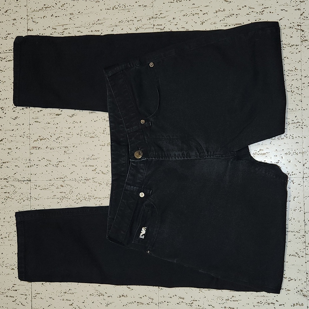 Emporio Armani Black Essential Straight Slim Fit Denim Jeans